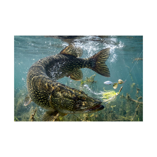 Turning Strike Northern Pike poster wall art