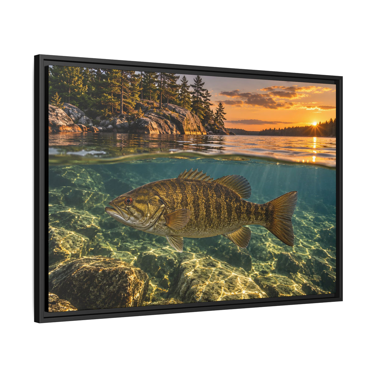 Over-Under Rocky Point Smallmouth Framed Canvas wall art, view 4
