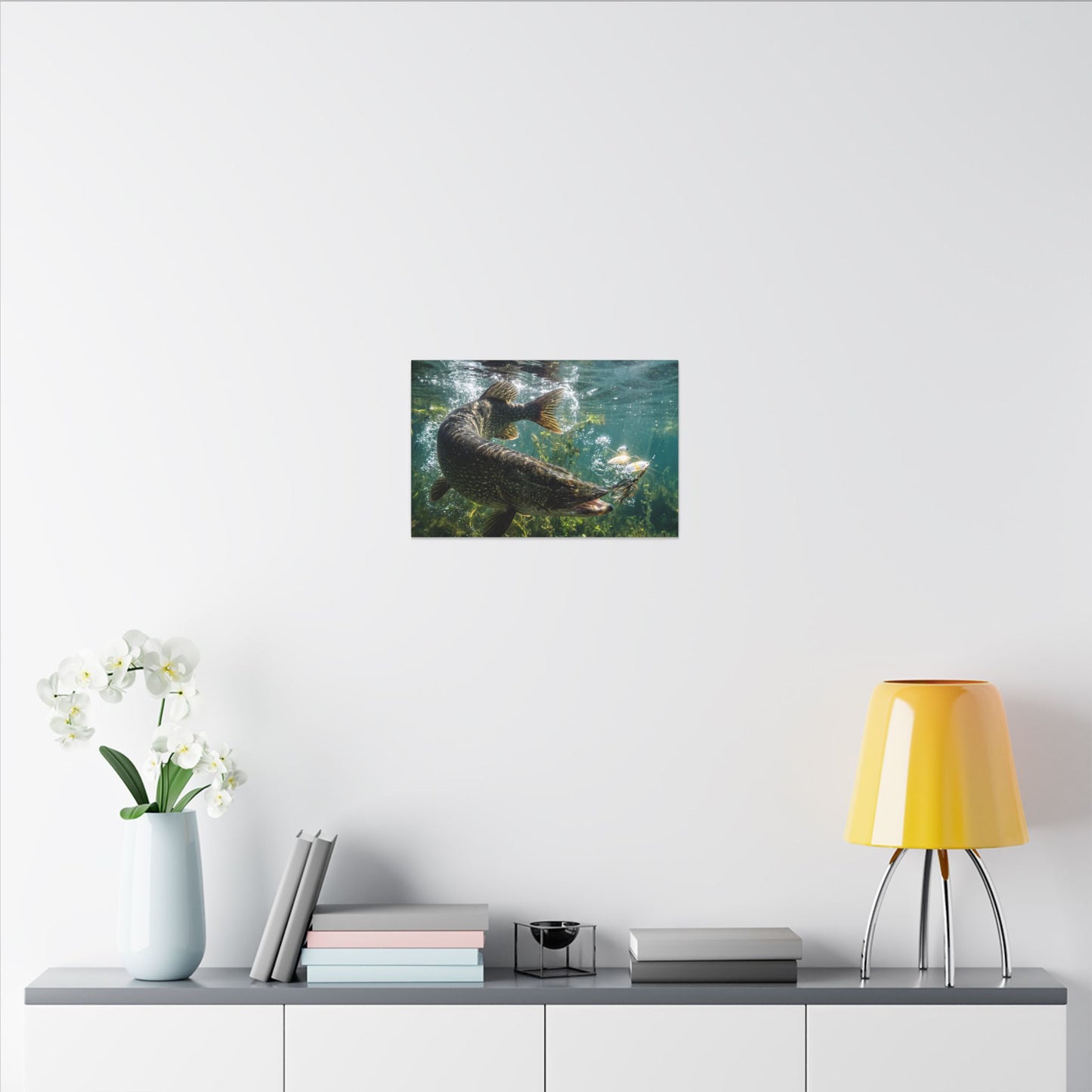 Northern Pike Spinnerbait Strike Canvas — Action Wall Art for Anglers