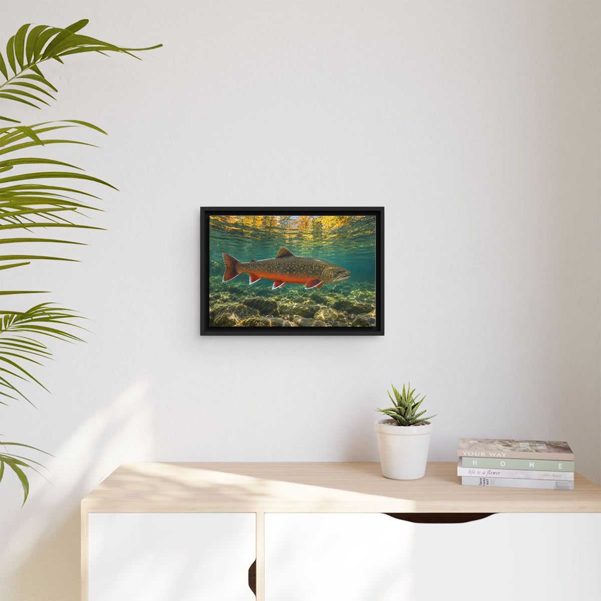 Autumn Reflections Dolly Varden framed canvas wall art, view 5