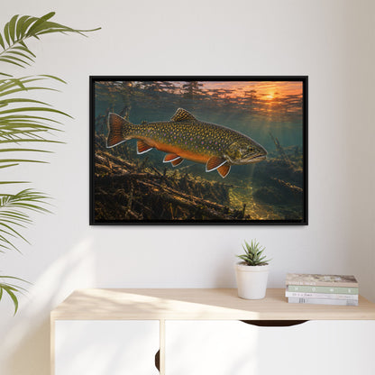 Sunset Beaver Dam Brook Trout framed canvas wall art, view 5