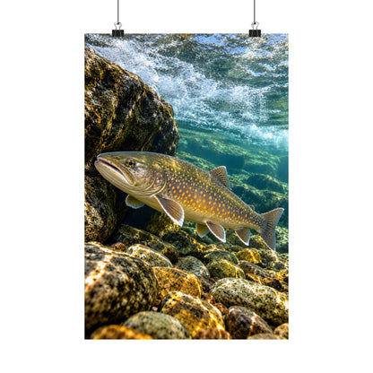 River Ambush Bull Trout vertical poster wall art, 12x18 size view