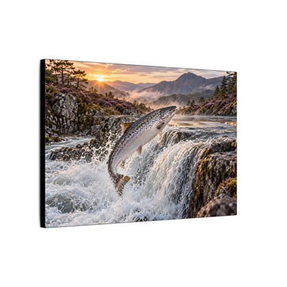 Mountain Falls Leap Salmon canvas wall art, view 4