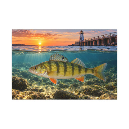 Lighthouse Sunrise Yellow Perch canvas wall art, view 2