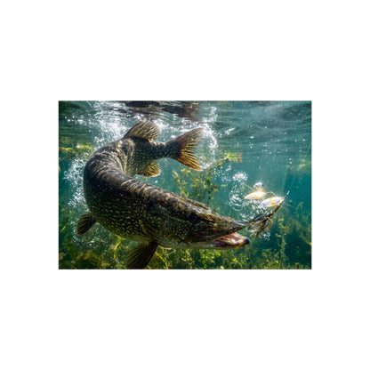 Northern Pike Spinnerbait Strike Fine Art Print — Museum-Quality Giclée for Anglers