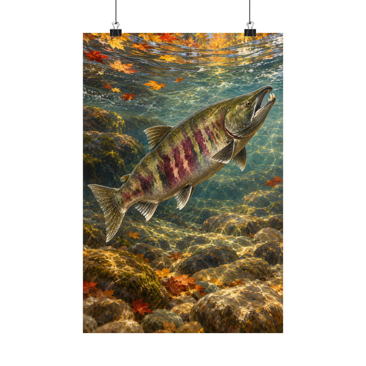 Autumn Ascent Chum Salmon vertical poster wall art, view 1