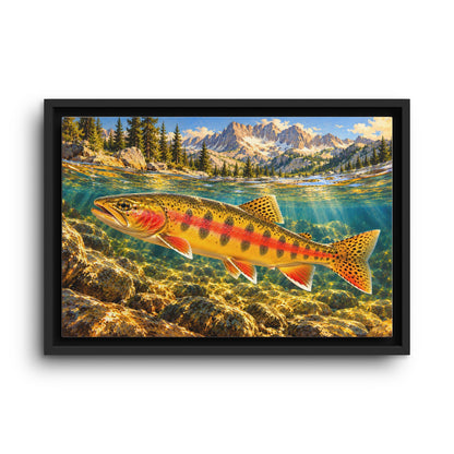 Beneath Alpine Peaks Golden Trout framed canvas wall art