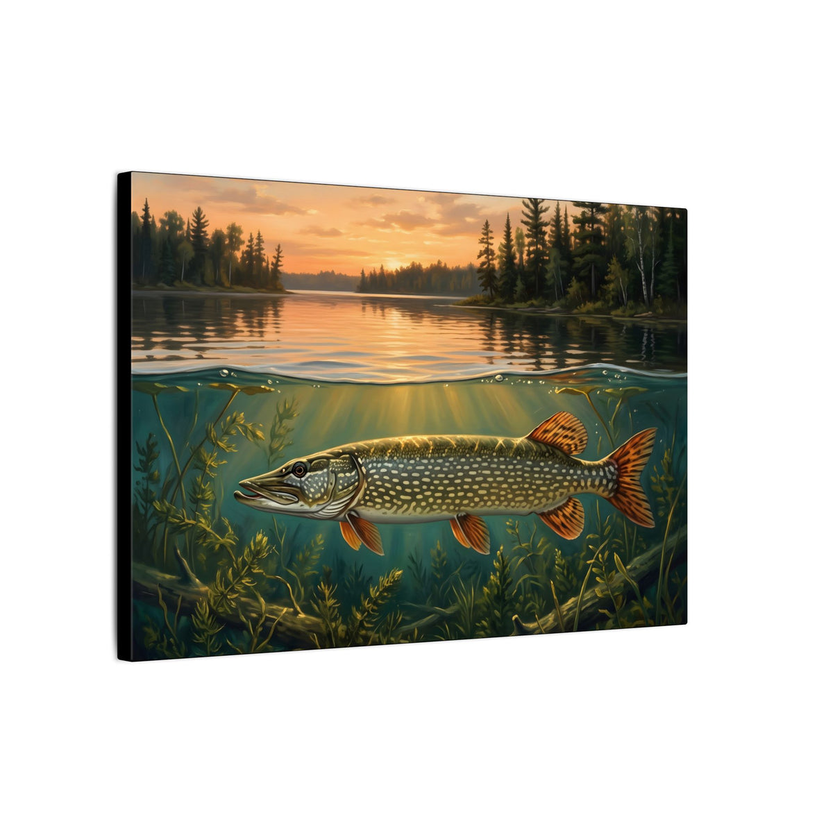 Northwoods Over-Under Northern Pike canvas, side angle