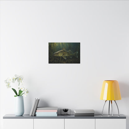 Weed Line Walleye canvas in a home office