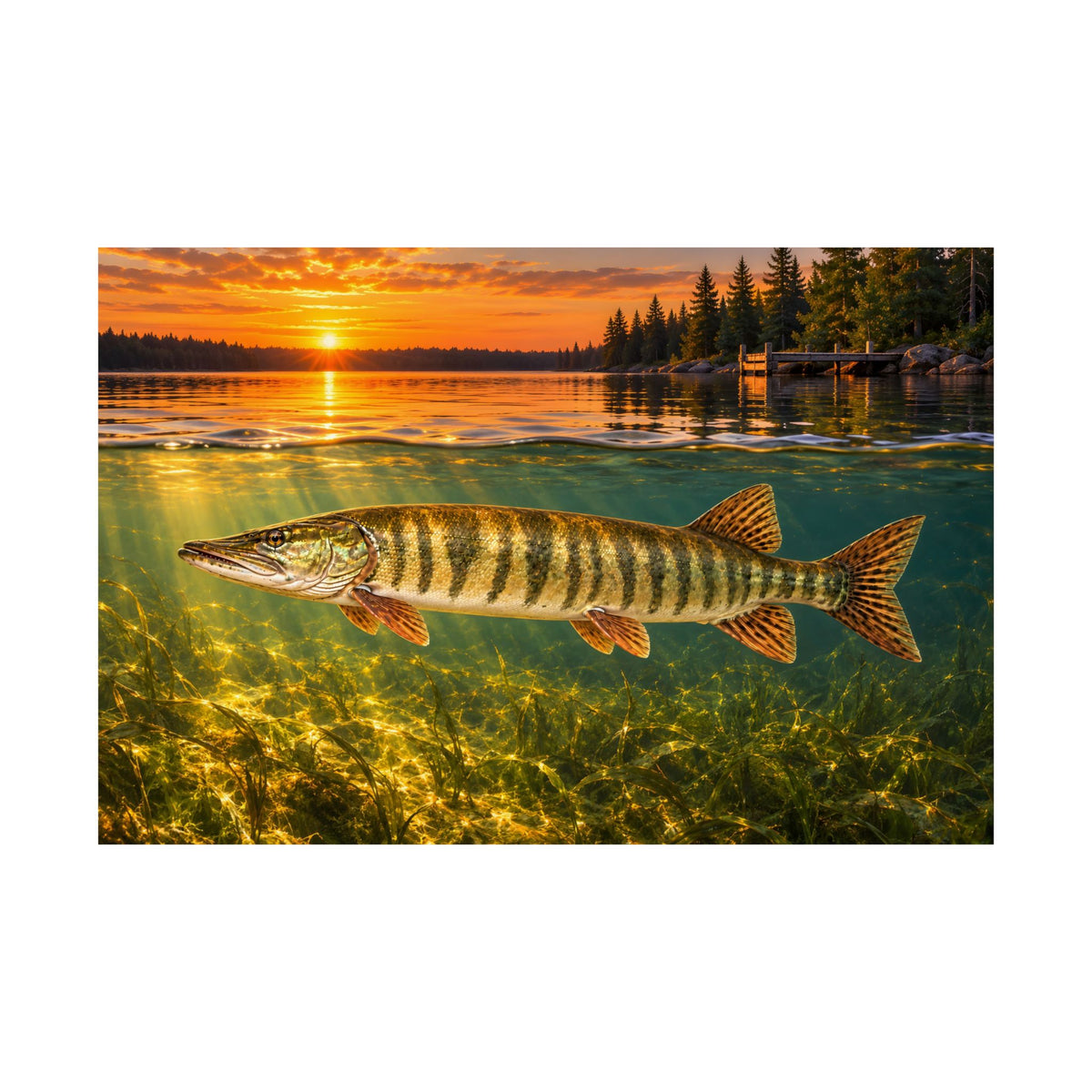 Northwoods Over-Under Muskie poster wall art, view 4