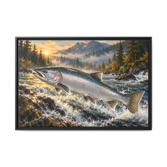 Silver Run Coho Salmon framed canvas, 36x24 size view