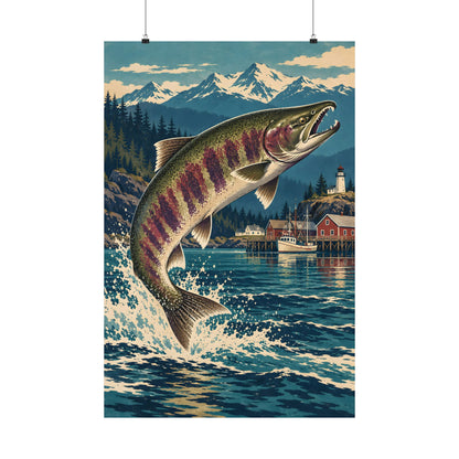 Harbor Leap Chum Salmon vertical poster wall art, view 2