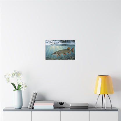 First Snow Northern Pike canvas in a home office