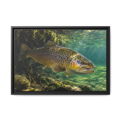 Granite Current Brown Trout framed canvas wall art, view 3