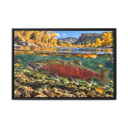 Clearwater Fall Coho Salmon framed canvas, 36x24 size view