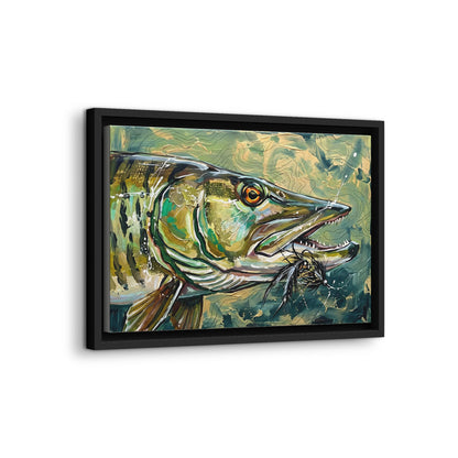 Legends Bold Close-Up Northwoods Muskie framed canvas wall art, view 4