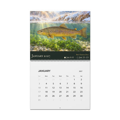 2027 Trout Wall Calendar — Fish Art with Best Fishing Days