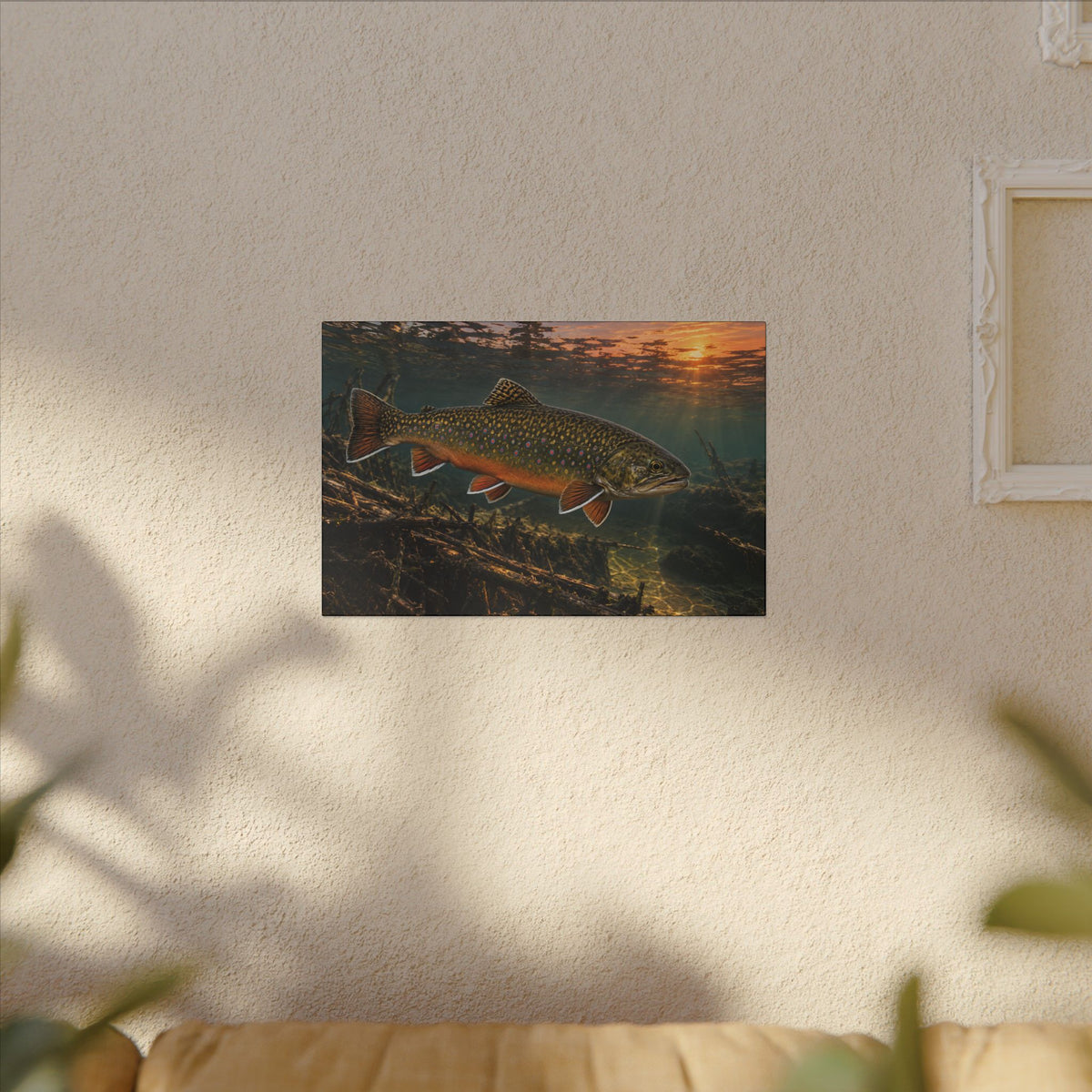 Sunset Beaver Dam Brook Trout canvas wall art, view 5