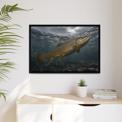 Rainwater Rise Brown Trout framed canvas wall art, view 5