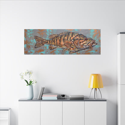 Legends Bold Rocky Point Smallmouth Bass Panorama long canvas wall art, view 6