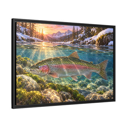 Snowmelt Sunrise Rainbow Trout framed canvas wall art – photo 4