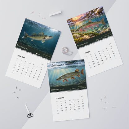 2027 FreshWater Legends Wall Calendar — Trophy Fish Art with Best Fishing Days