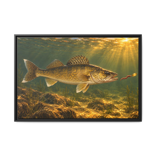 Crawler Harness Strike Walleye framed canvas, 18x12 size view