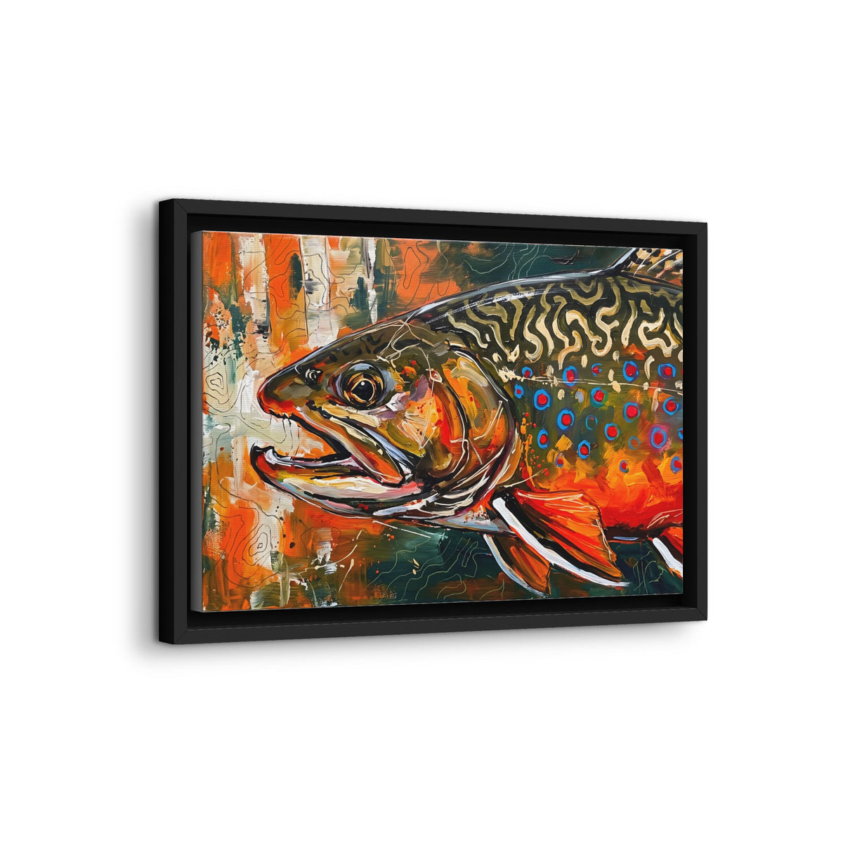 Legends Bold Close-Up Spawning Brook Trout framed canvas wall art, view 4