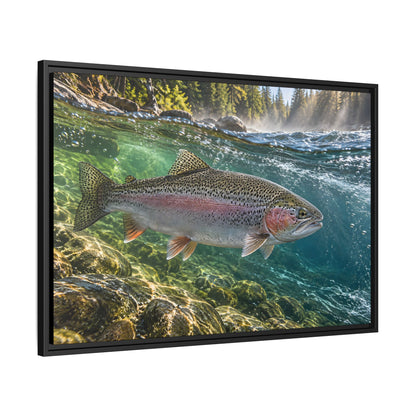 Emerald Current Rainbow Trout framed canvas wall art, view 4