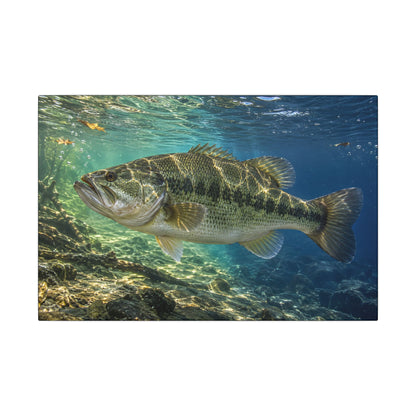 Blue-Green Current Seam Largemouth Bass canvas, 18x12 size view