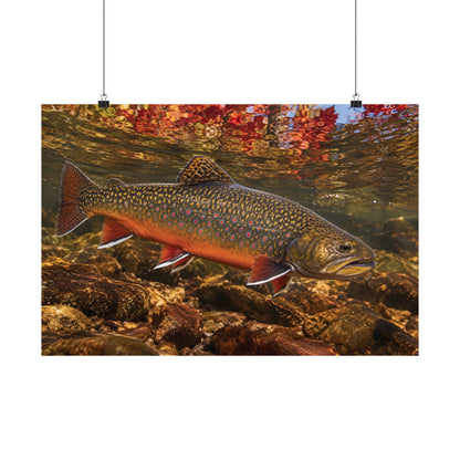 Crimson October Brook Trout poster wall art