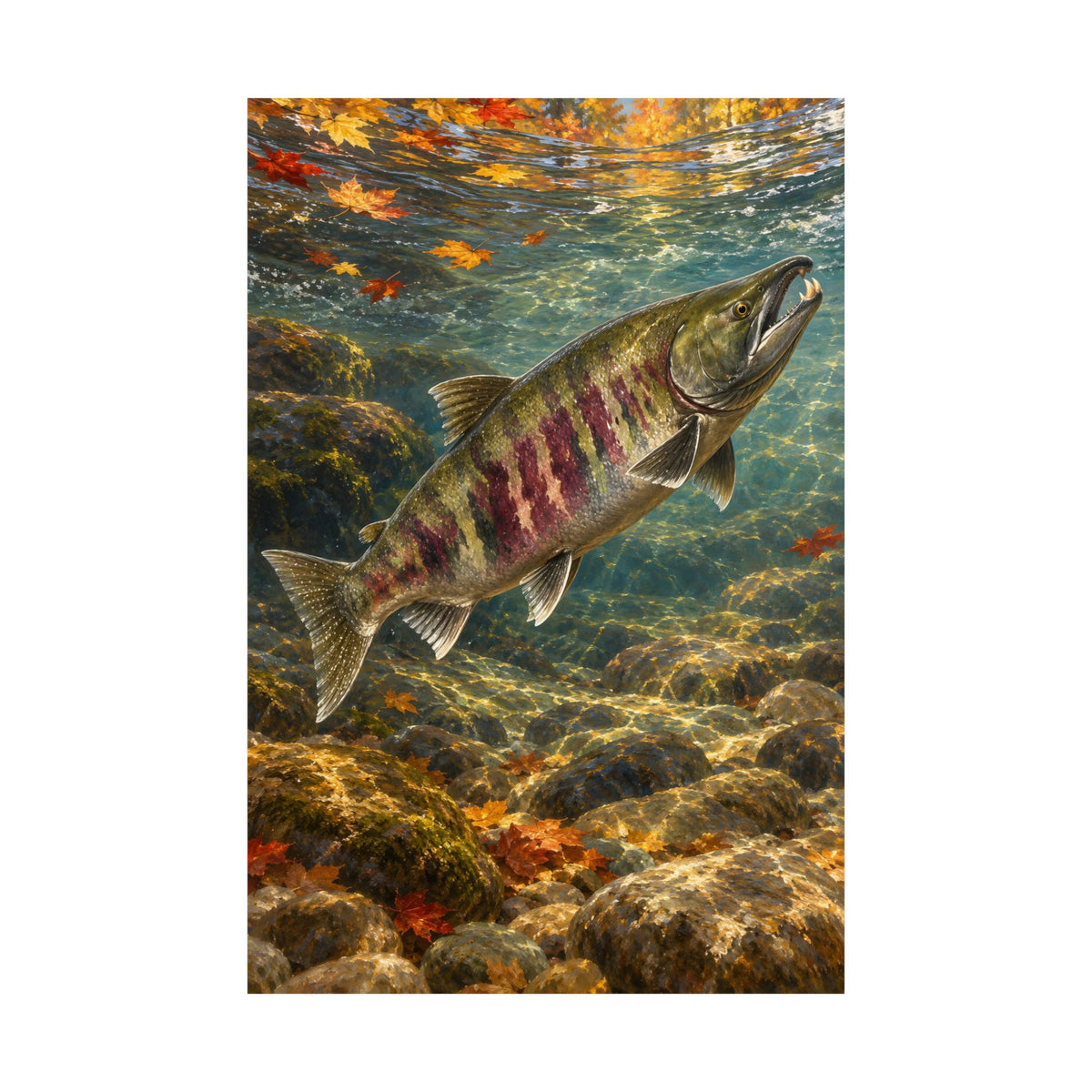Autumn Ascent Chum Salmon vertical poster wall art, view 4