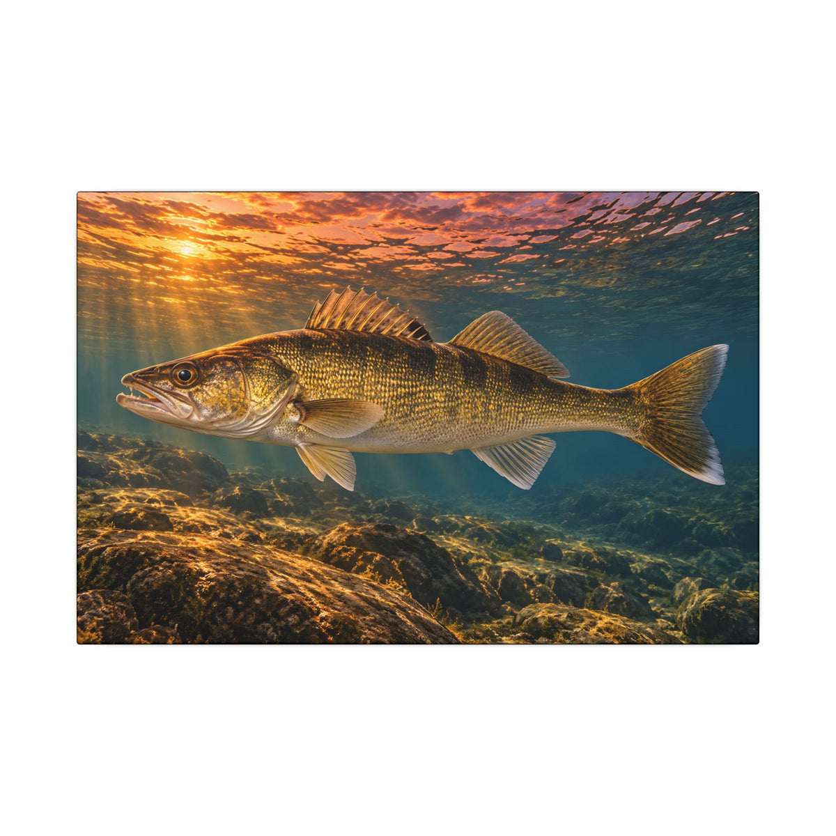 Last Light Walleye canvas, 18x12 size view