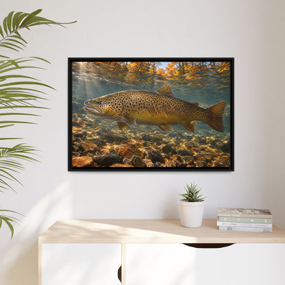River of Copper Brown Trout framed canvas wall art, view 5