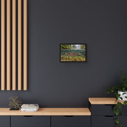 Rainforest River Chum Salmon framed canvas wall art, view 6