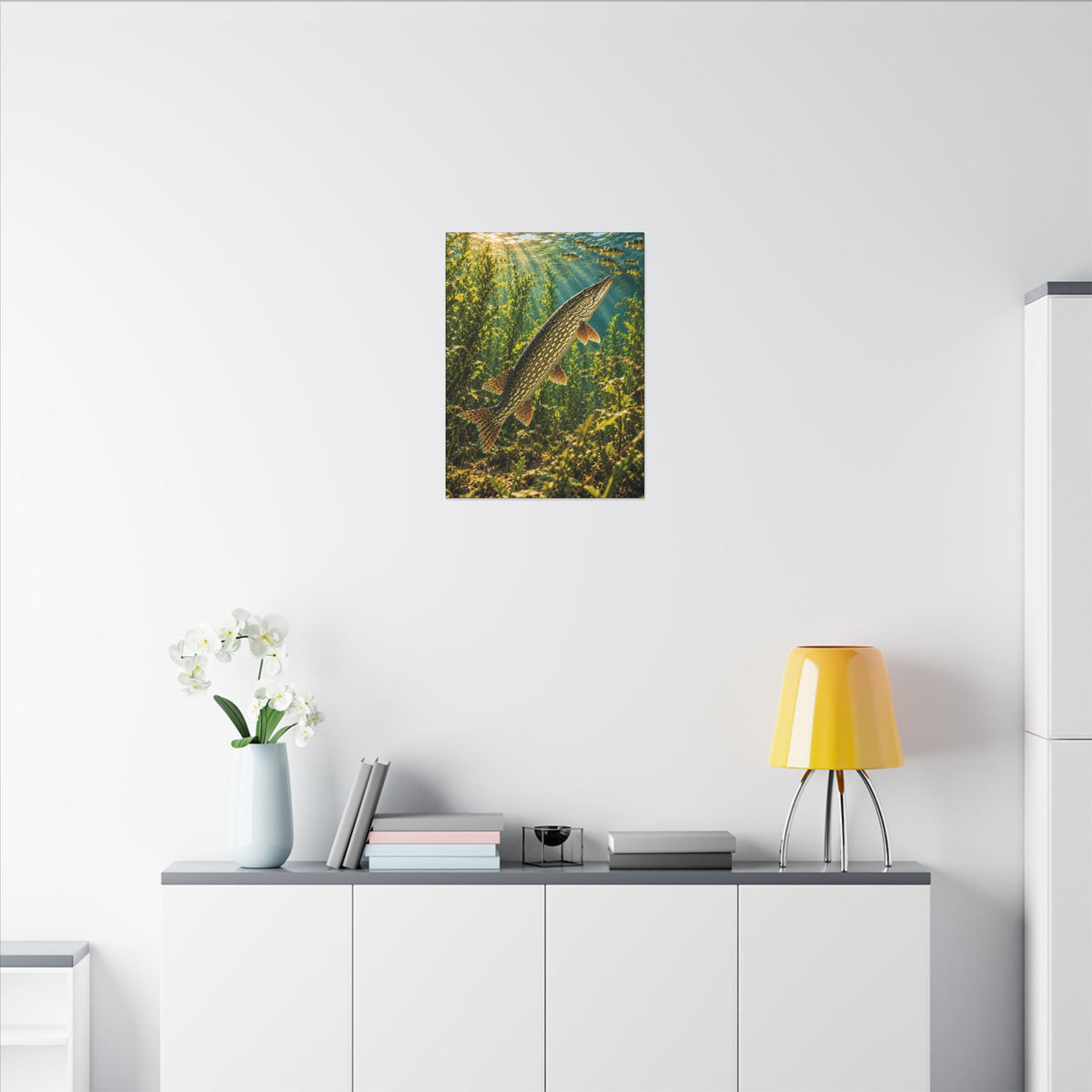 Northern Pike in the Weeds Underwater canvas wall art, view 6