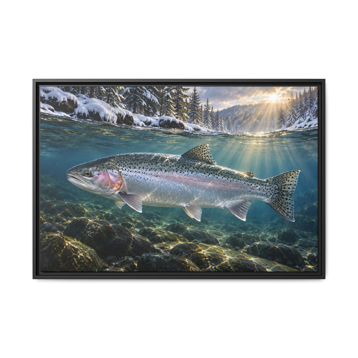 Steelhead Winter Run framed canvas wall art – photo 1