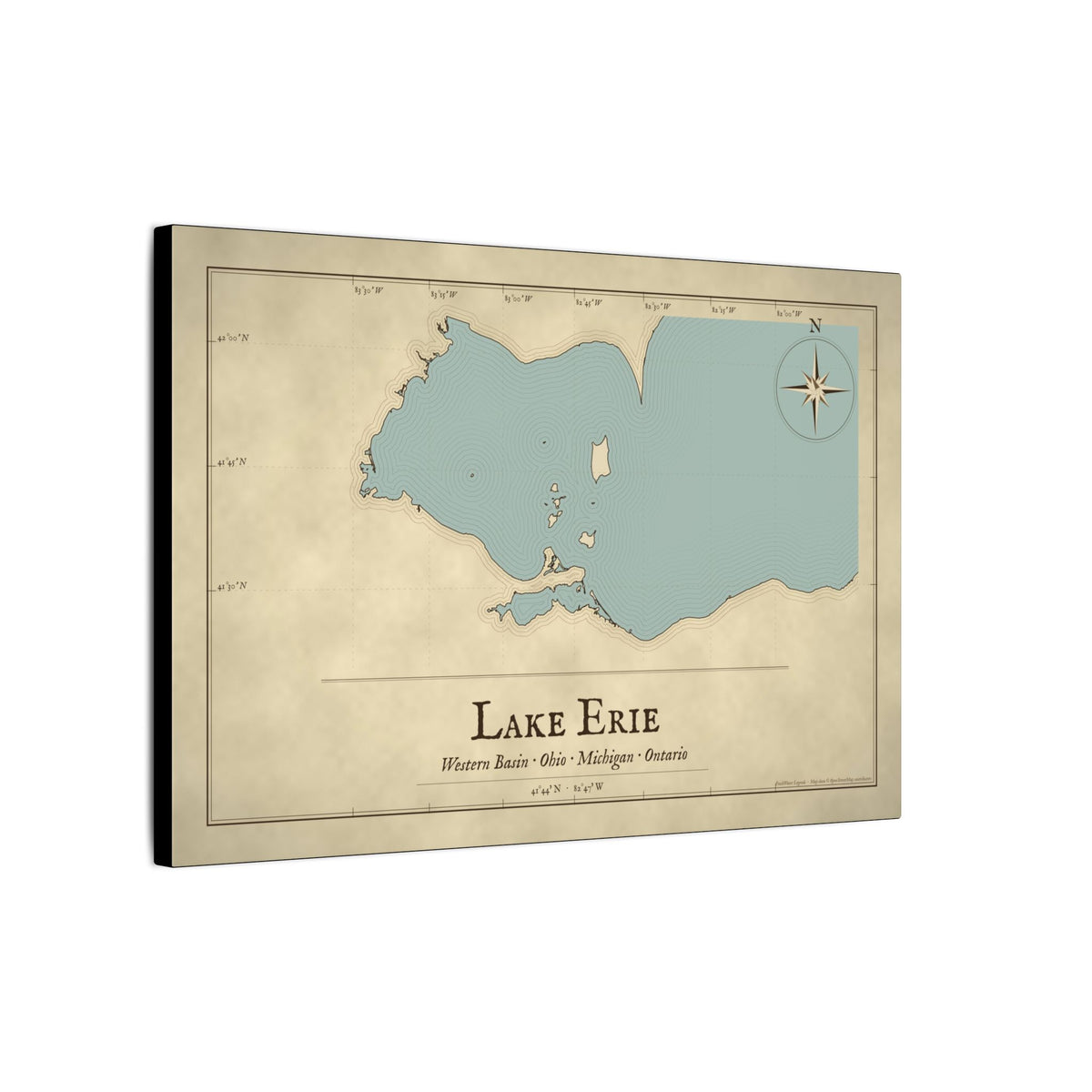 Lake Erie Western Basin Vintage Map canvas wall art, view 4
