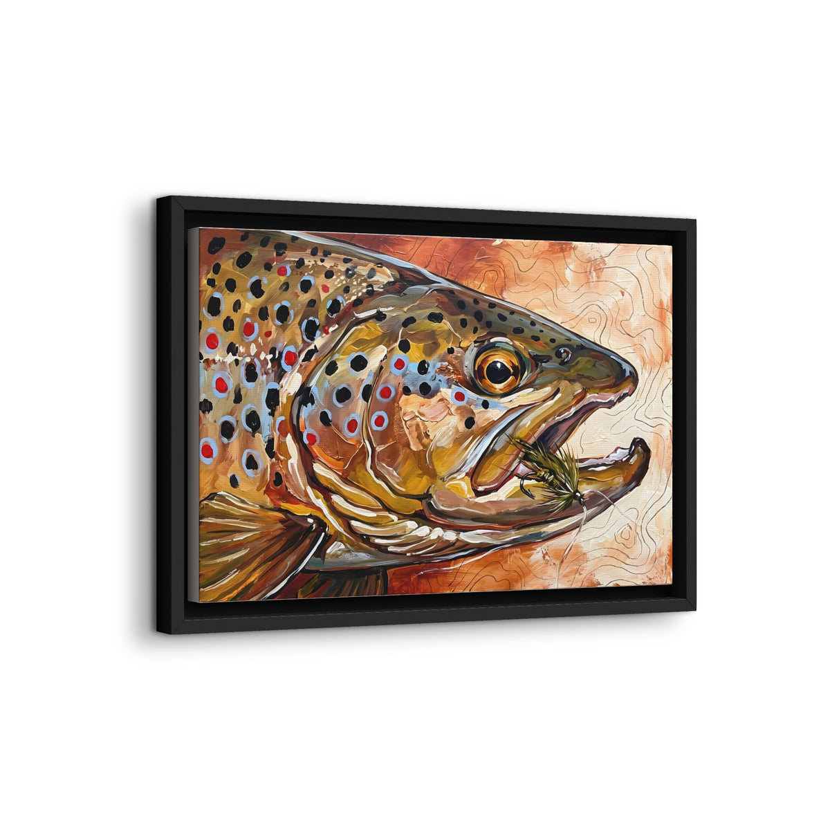 Legends Bold Close-Up Autumn Brown Trout framed canvas wall art, view 4