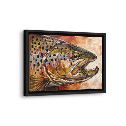 Legends Bold Close-Up Autumn Brown Trout framed canvas wall art, view 4