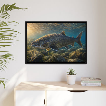 Shallow Reef at Sunrise Lake Trout framed canvas wall art, view 5