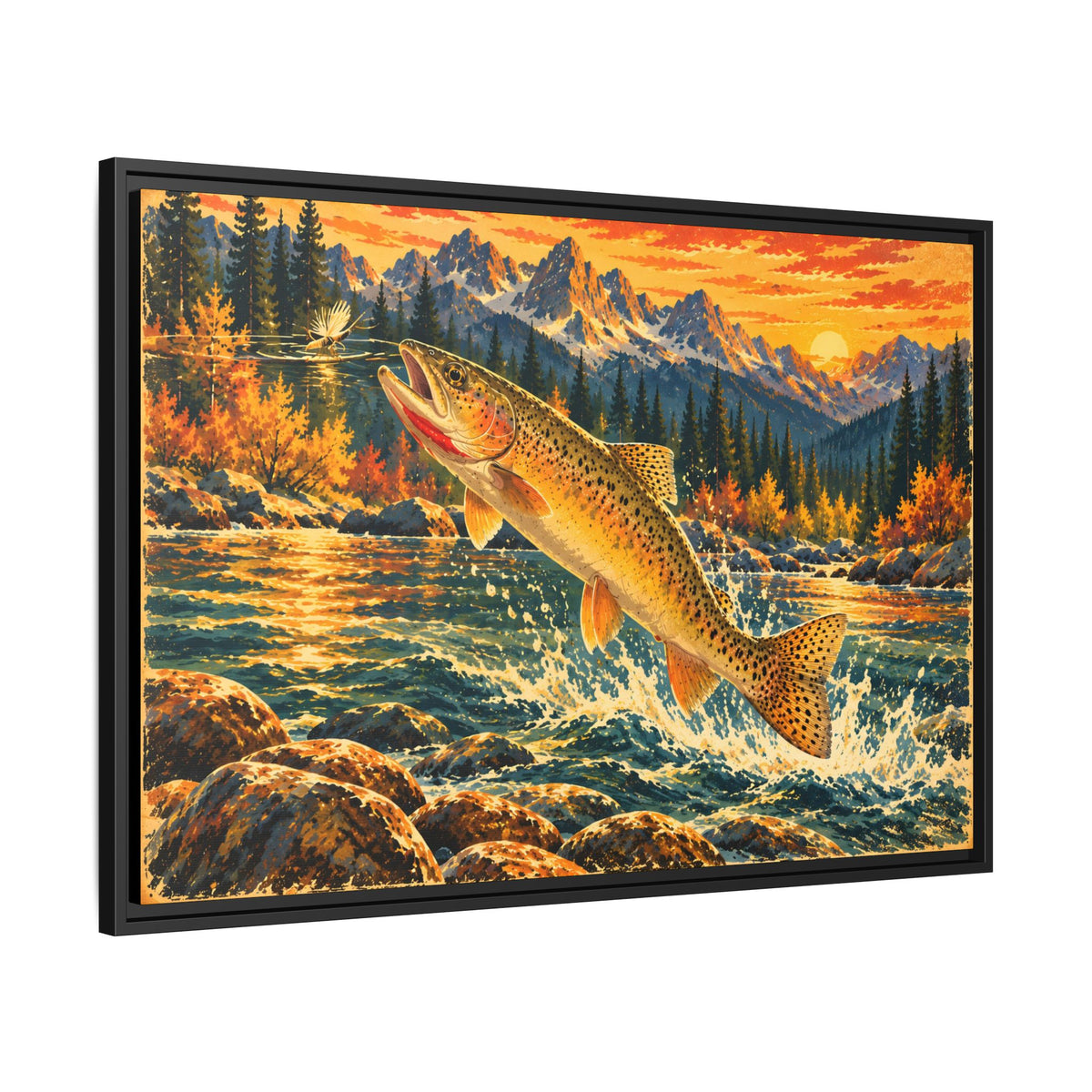 Idaho Wilderness Cutthroat Trout framed canvas, side angle