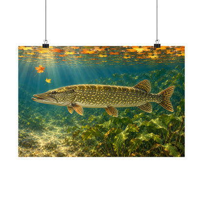 Autumn Cabbage Northern Pike poster wall art, 24x16 size view