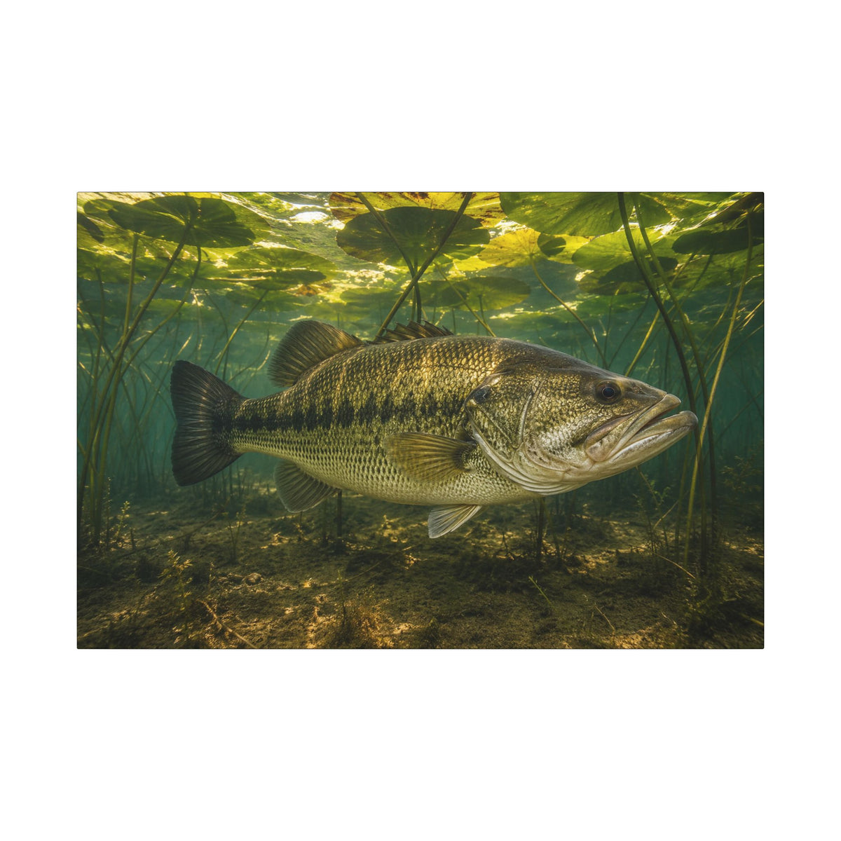 Lily Pad Shade Largemouth Bass canvas, 36x24 size view