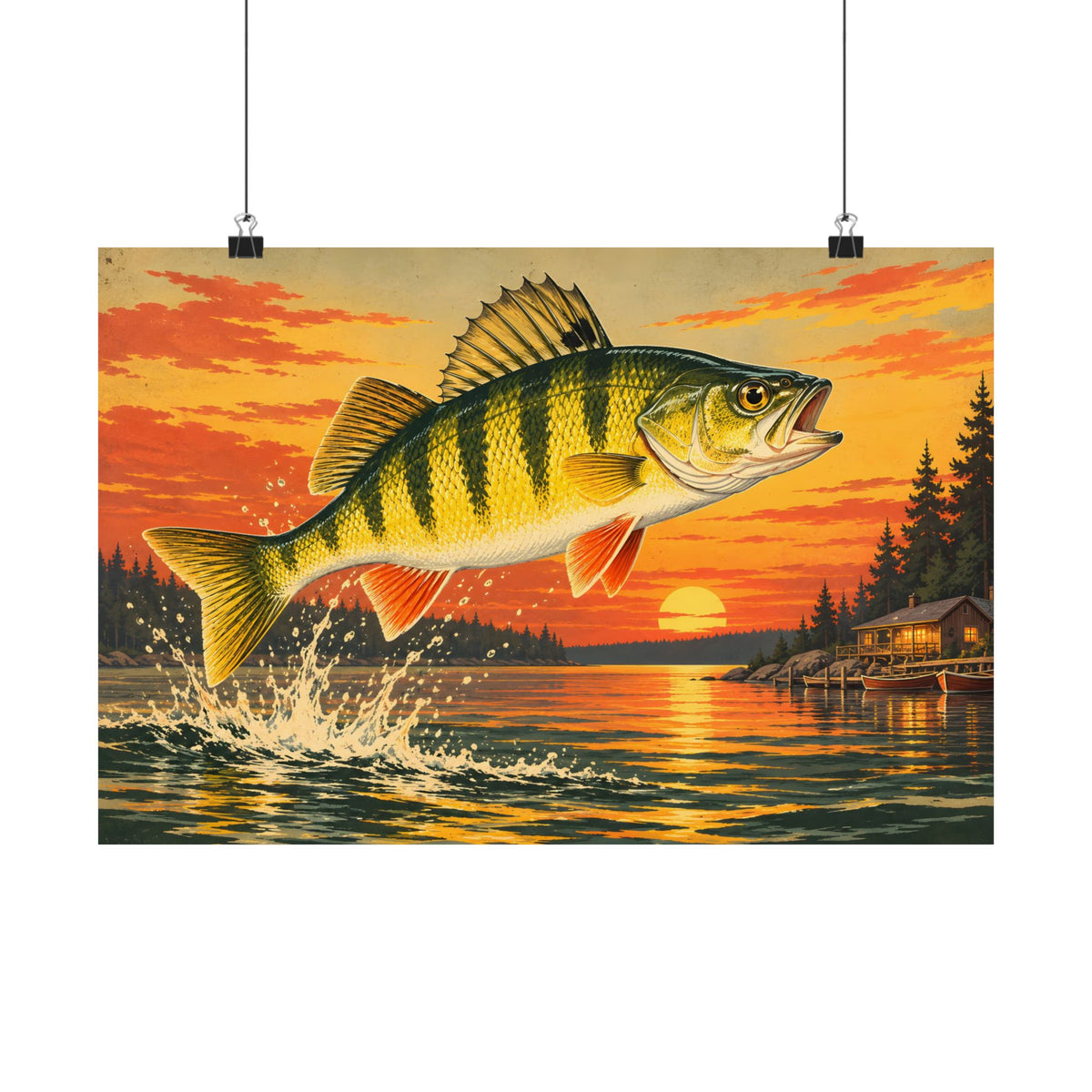 Sunset Leap Yellow Perch poster wall art, view 2
