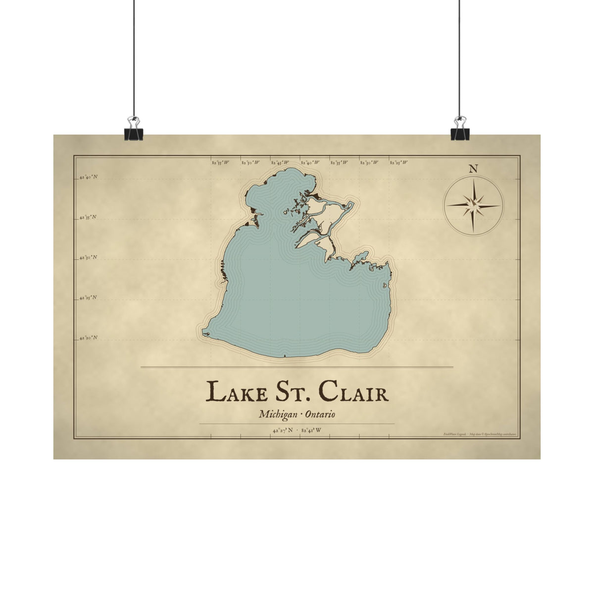 Lake St. Clair Vintage Map poster wall art, view 2