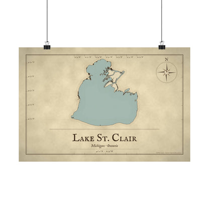 Lake St. Clair Vintage Map poster wall art, view 2