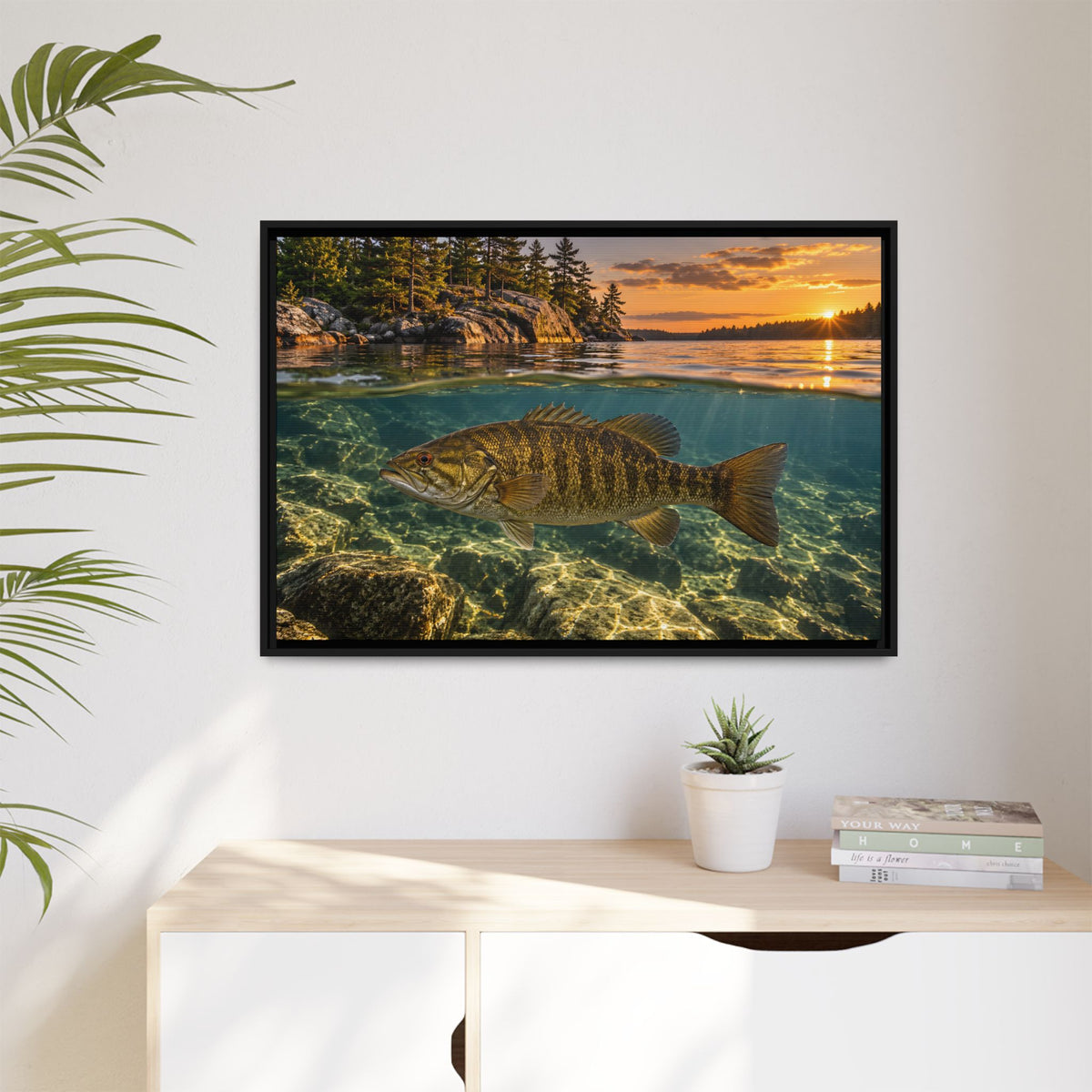 Over-Under Rocky Point Smallmouth Framed Canvas wall art, view 5