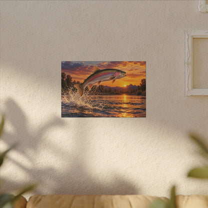 Sunset Leap Rainbow Trout canvas wall art – photo 5
