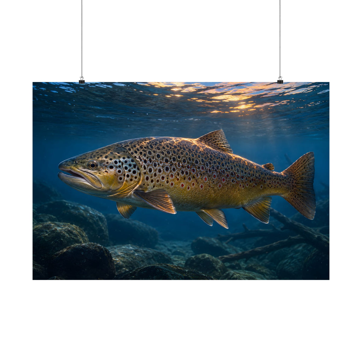 Sunset Depths Brown Trout poster wall art, view 3
